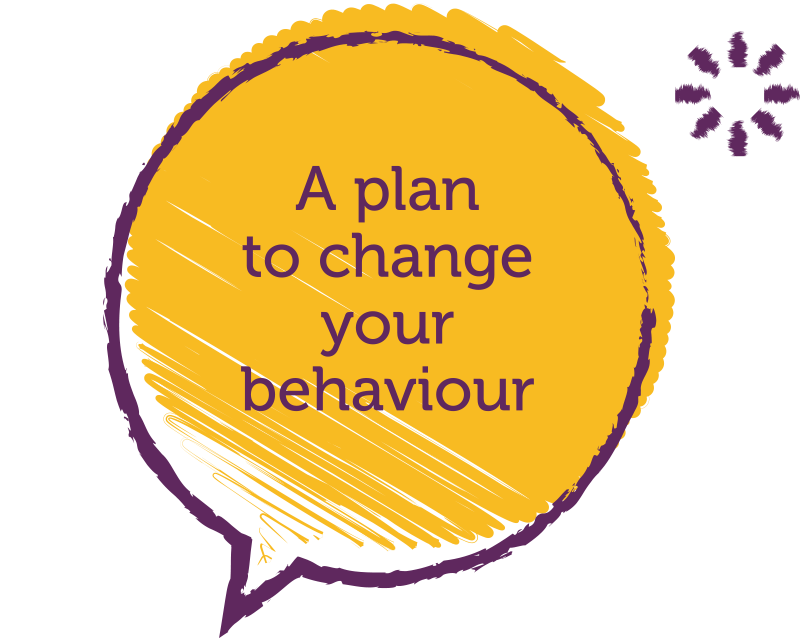 Speech bubble with text "A plan to change your behaviour."